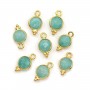 Round faceted Amazonite charm on gold gilt silver 7mm x 1pc