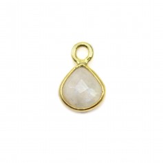 Moonstone charm faceted drop on silver gilt 7x10mm x 1pc