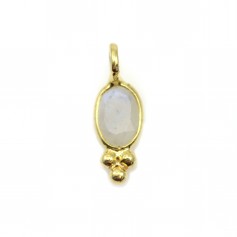 Oval Faceted Moonstone Charm set in 925 Sterling Silver Gilt 4x11mm x 1pc