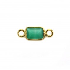 Green Agate rectangle faceted on silver gilt 5x13mm x1pc