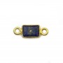Intercalaire Lapis Lazuli rectangle facettée serti argent 925 doré à l'or fin 5x13mm x1pc