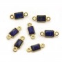 Intercalaire Lapis Lazuli rectangle facettée serti argent 925 doré à l'or fin 5x13mm x1pc