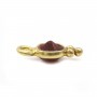Breloque en Pierre traitée couleur rubis ronde sur argent 925 doré à l'or fin 5x11mm x 2pcs