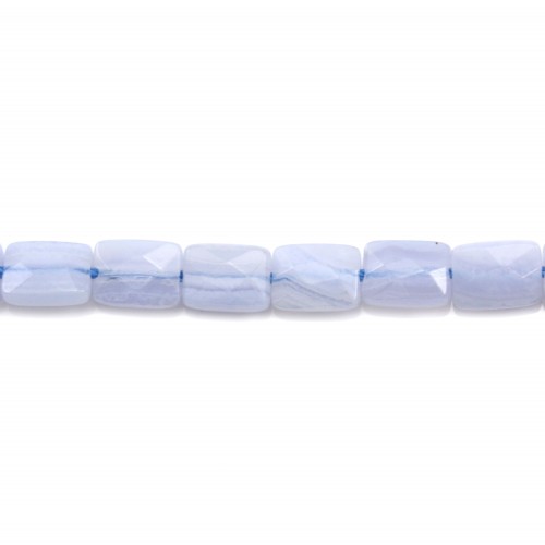 Blue chalcedony faceted rectangle 8.5x6mm x 40cm