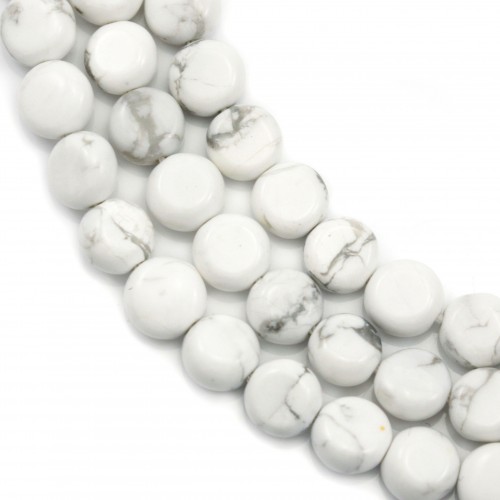 White howlite, in the shape of round and flat pearls, 4 * 6mm x 40cm