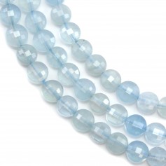Aquamarine in blue color, in the shape of a faceted flat round 6mm x 39cm