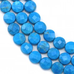 Reconstituted round flat turquoise faceted 8mm x 40cm