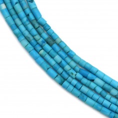 Blue reconstituted turquoise, tube shape, 1.0mm x 37cm