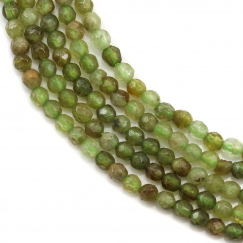 Green garnet faceted round beads 3mm x 40cm