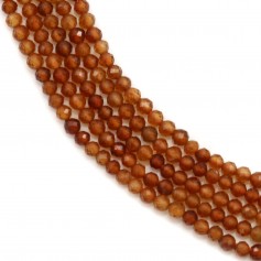 Garnet in orange color, in the shape of a faceted round 2mm x 40cm