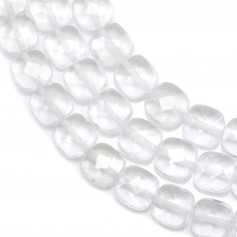 Square faceted rock crystal bead strand 10mm x 40cm