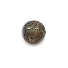 Perle de culture de Tahiti, sculptée ronde, 12-13mm, D x 1pc