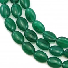 Green agate oval beads on thread 10x14mm x 40cm