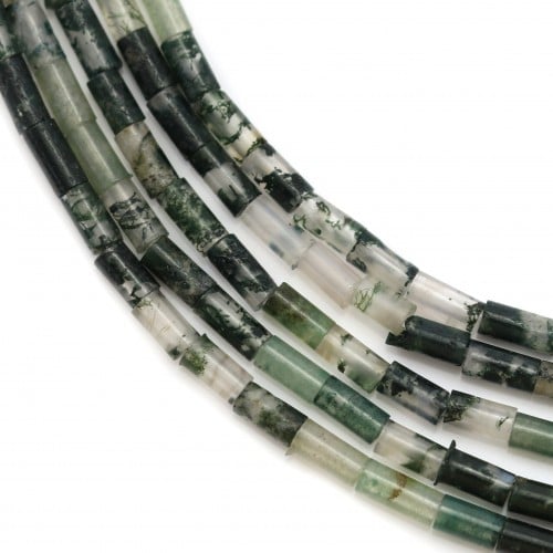 Agate foam green and white, in the shape of a tube 2 * 4mm x 39cm