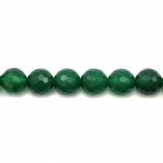Verde ágata, redonda facetada, 10mm x 40cm