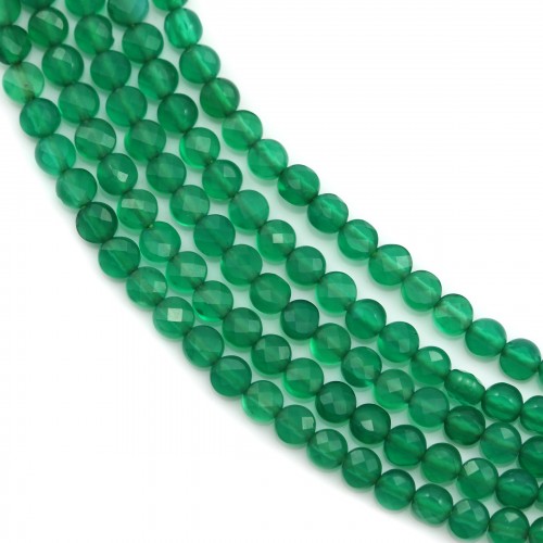 Verde ágata, facetada redonda plana, 2mm x 40cm