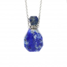 Colar de aço inoxidável com pingente de perfume Lapis lazuli