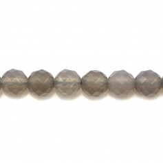 Ágata, gris, redonda facetada, 6mm x 40cm