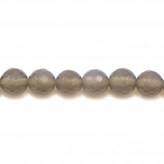Grey Agate Round faceted 8mm x 6pcs 