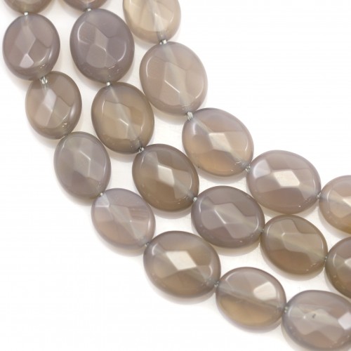Grey agate ovale faceted 6*9mm x 39cm