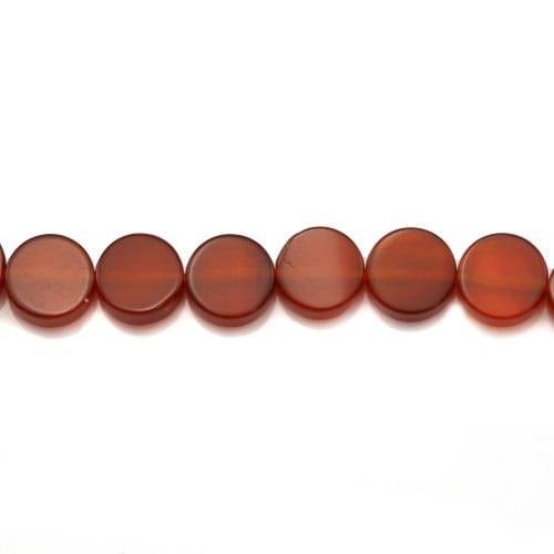 Agate rouge ovale plat 10*12mm x 40cm