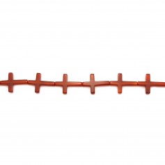 Ágata, vermelho, cruz, 22x30mm x 40cm (13pcs)