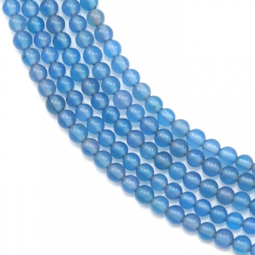 Agata, blu cielo, rotonda, 3 mm x 40 cm