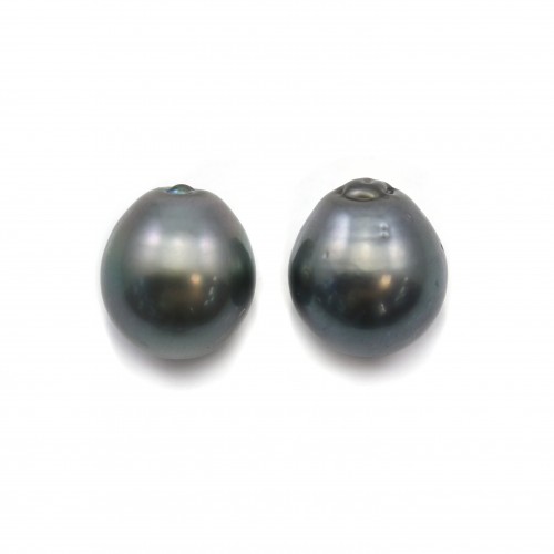 Tahitian cultured pearl, half-round, 10.5-11mm x 2 pcs