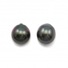 Tahitian cultured pearl, half-round, 9.5-10mm x 2pcs