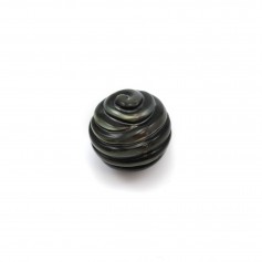 Tahitian cultured pearl, round carved, 10-11mm x 1pc