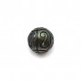 Perle de culture de Tahiti, sculptée ronde, 14-15mm x 1pc