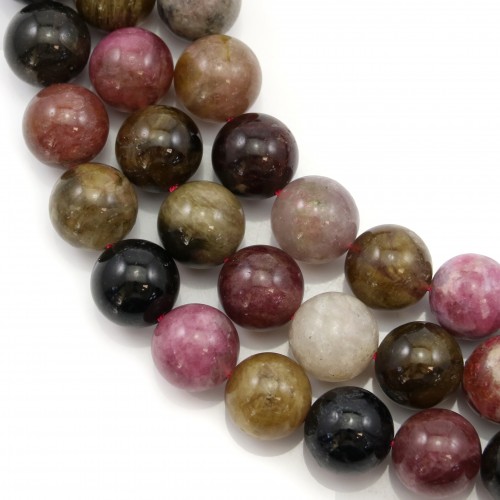 Tourmaline round beads on thread 12mm x 40cm
