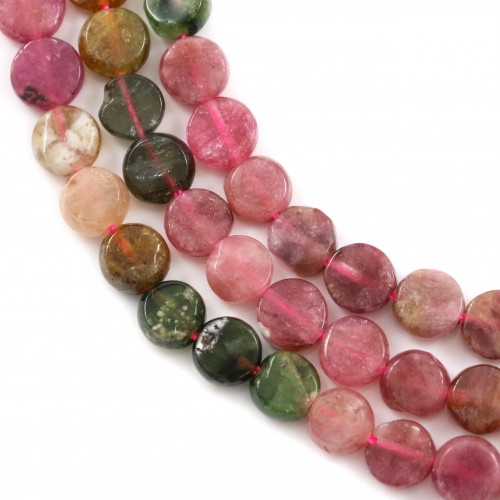 Multicolored tourmaline, in round and flat shape, 5mm x 40cm