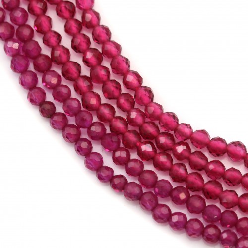 Round faceted synthetic ruby 2mm x 39cm