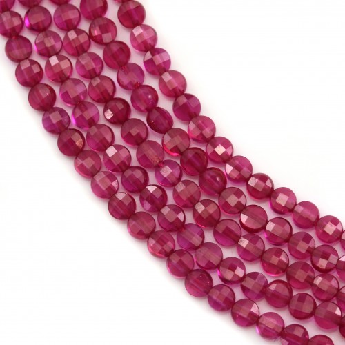 Flat round synthetic ruby faceted 2mm x 40cm