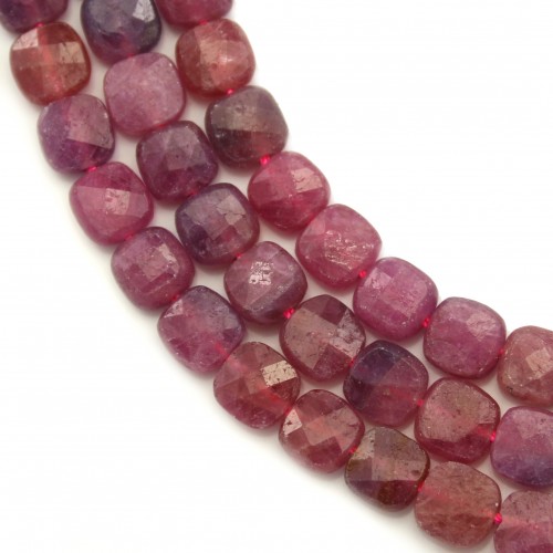 Red Ruby, in faceted square shape 6mm x 39cm