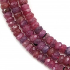 Red ruby, round shape faceted 3.5*5mm x 39cm