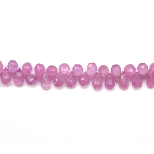 Pink sapphire, in the shape of a faceted briolette, 3 * 5mm x 40cm