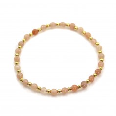 Bracelet pierre de lune 4mm, avec perles dorées x 1pc