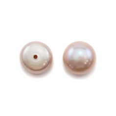 Perle coltivate d'acqua dolce, semi-perforate, viola, a bottone, 8-9 mm x 2 pz
