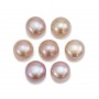 Perles d'eau douce mauve rondes aplaties semi-percées 8-9mm x 2pcs