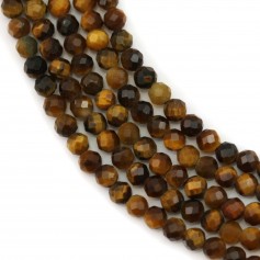 Tigre's eye faceted round beads on thread 2mm x 39cm