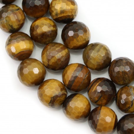 Yellow Tiger Eye Faceted Round 16mm x 40cm
