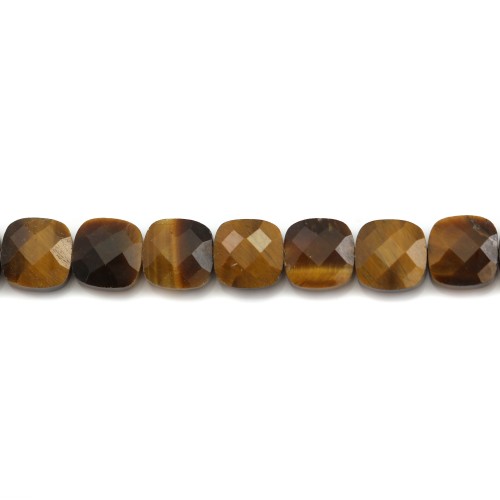 Tiger eyes faceted square 6mm x 4pcs