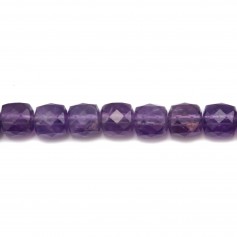 Amethyst, in the shape of a faceted cube, 4.5-5mm x 6pcs