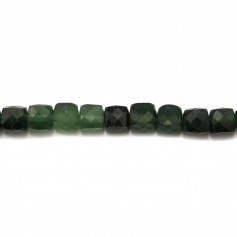 Natural green jade, in the shape of a faceted cube, 5mm x 6pcs