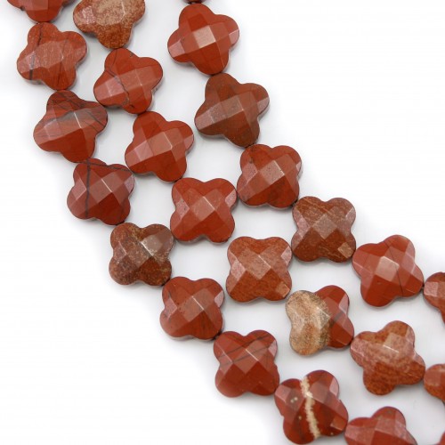 Red jaspe clover faceted 13 mm X 40cm 