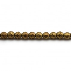 Gold hematite matte faceted round 3mm x 40 cm