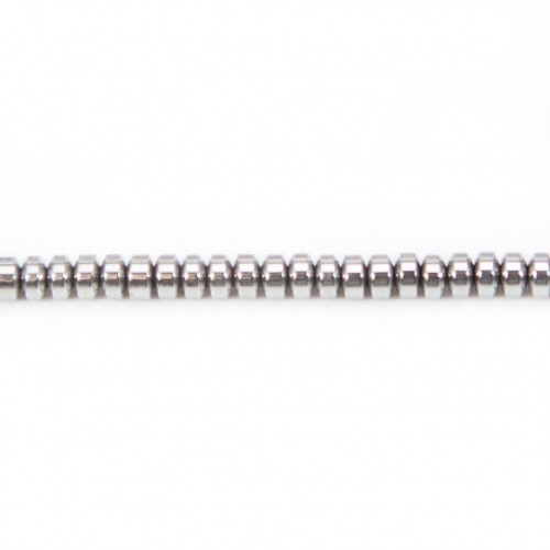 Heishi de plata hematites roundel 2x3.5mm x 40cm