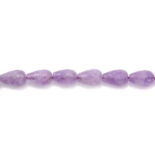 Clear amethyst faceted drop 8*12mm x 40cm
